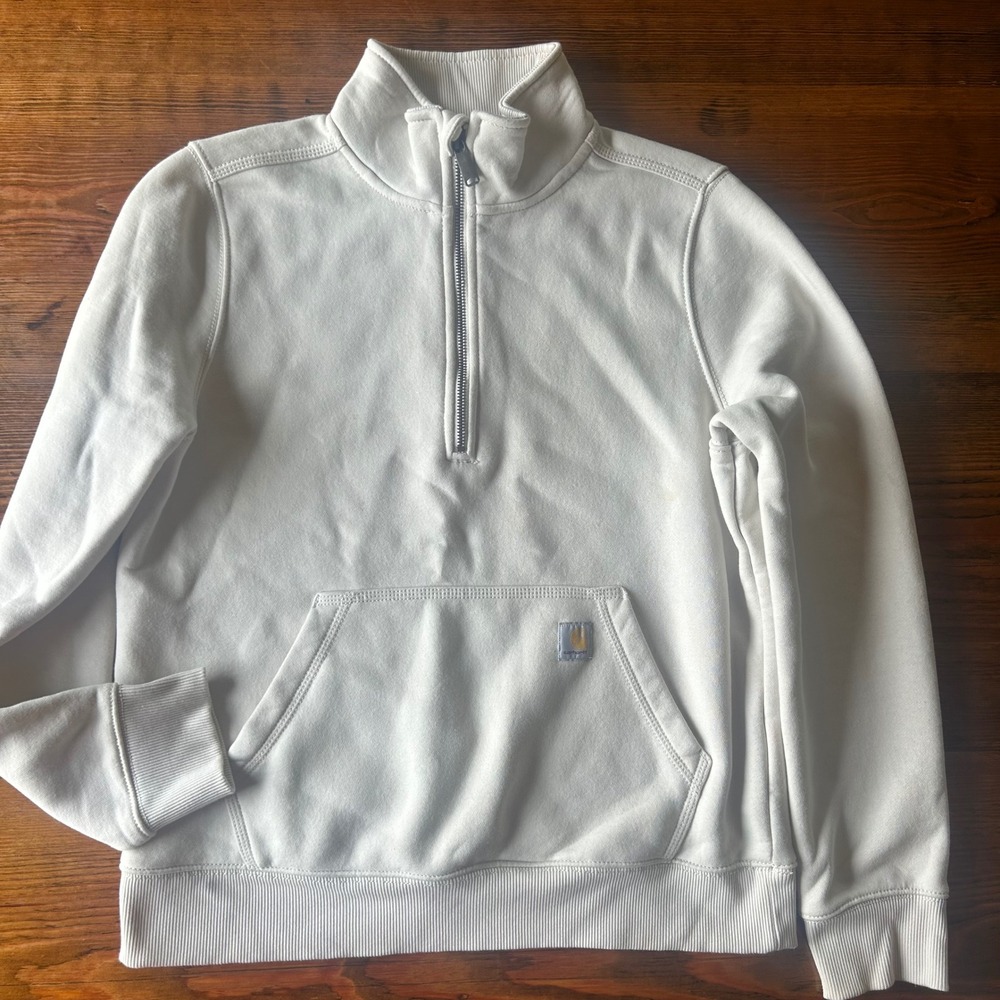 Women's Carhartt Ivory 1/4 Zip Pullover Sweatshirt Medium